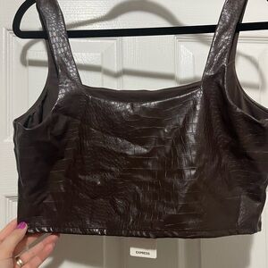 Express body contour brown snakeskin crop top